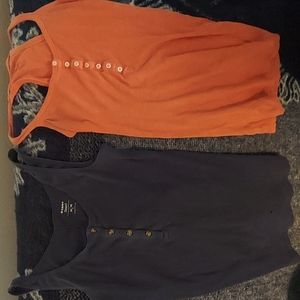 2 for 1 bundle stretch and fitted tanks. Aerie M (orange) and old navy XS (navy)